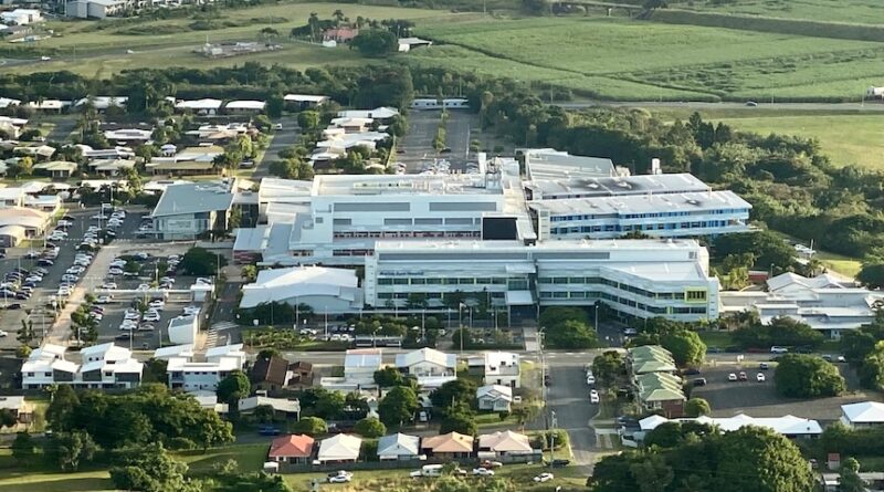 Mackay Base Hospital seen from an airplane window