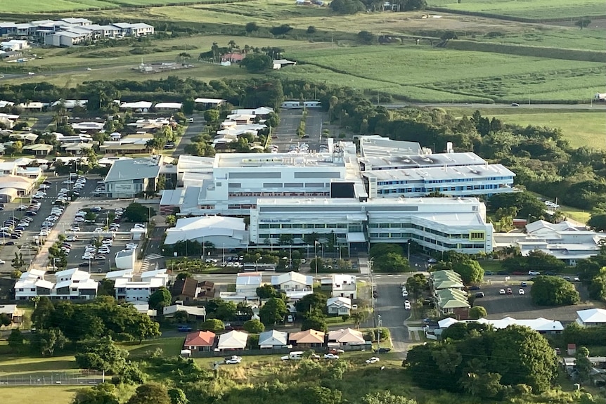 Mackay Base Hospital seen from an airplane window